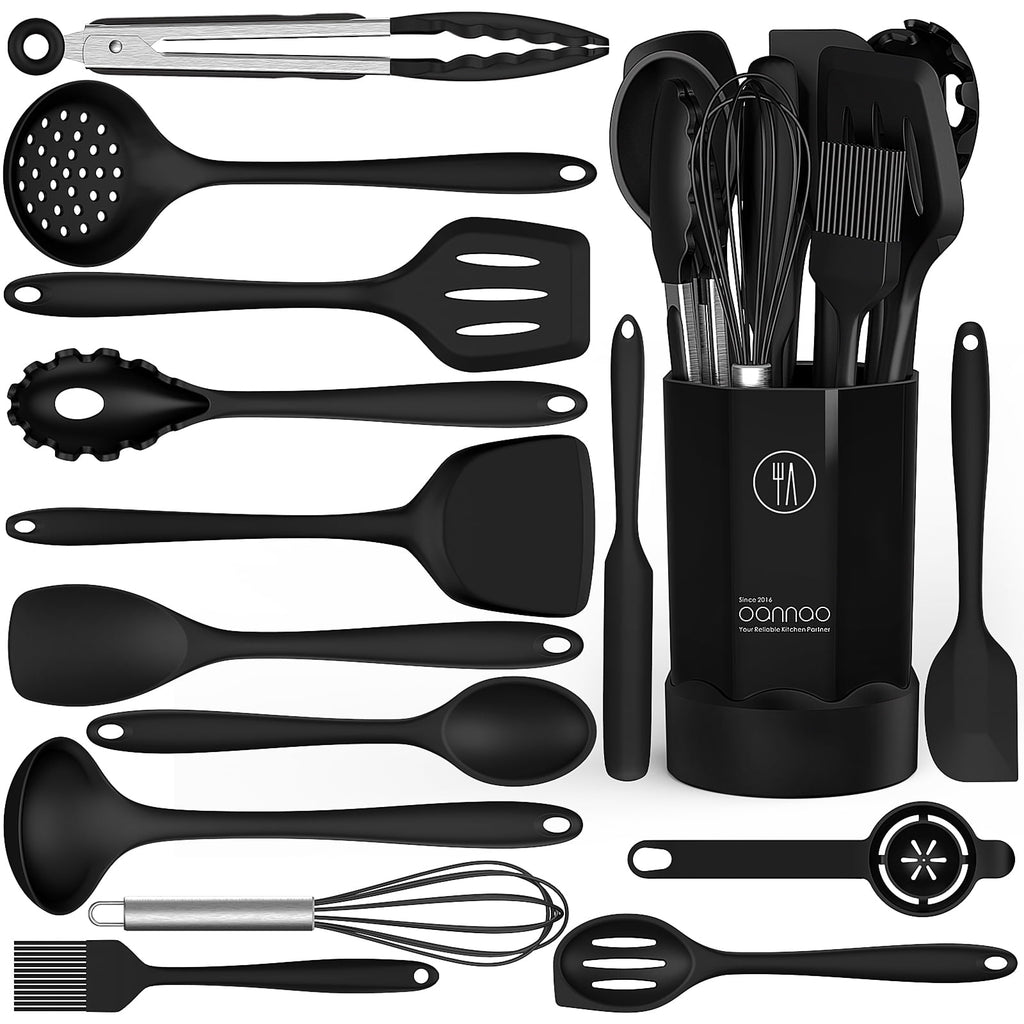 Heat-Resistant Silicone Cooking Utensils Set - 446°F Heat Resistant Kitchen Utensils,Turner Tongs,Spatula,Spoon,Brush,Whisk,Ki... - Heat-Resistant Silicone Cooking Spatula Turner - Default Title