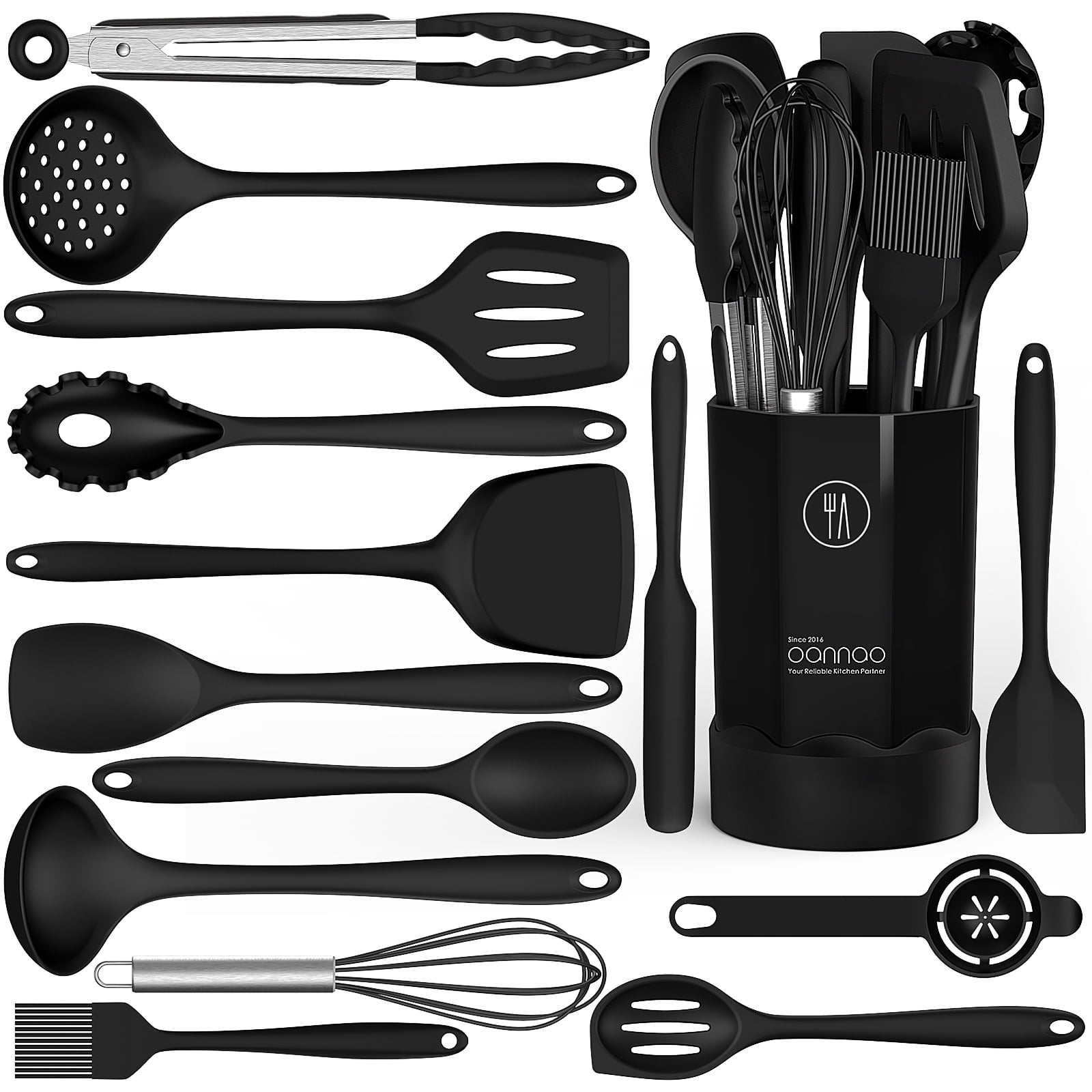 Heat-Resistant Silicone Cooking Utensils Set - 446°F Heat Resistant Kitchen Utensils,Turner Tongs,Spatula,Spoon,Brush,Whisk,Ki... - Heat-Resistant Silicone Cooking Spatula Turner - Default Title