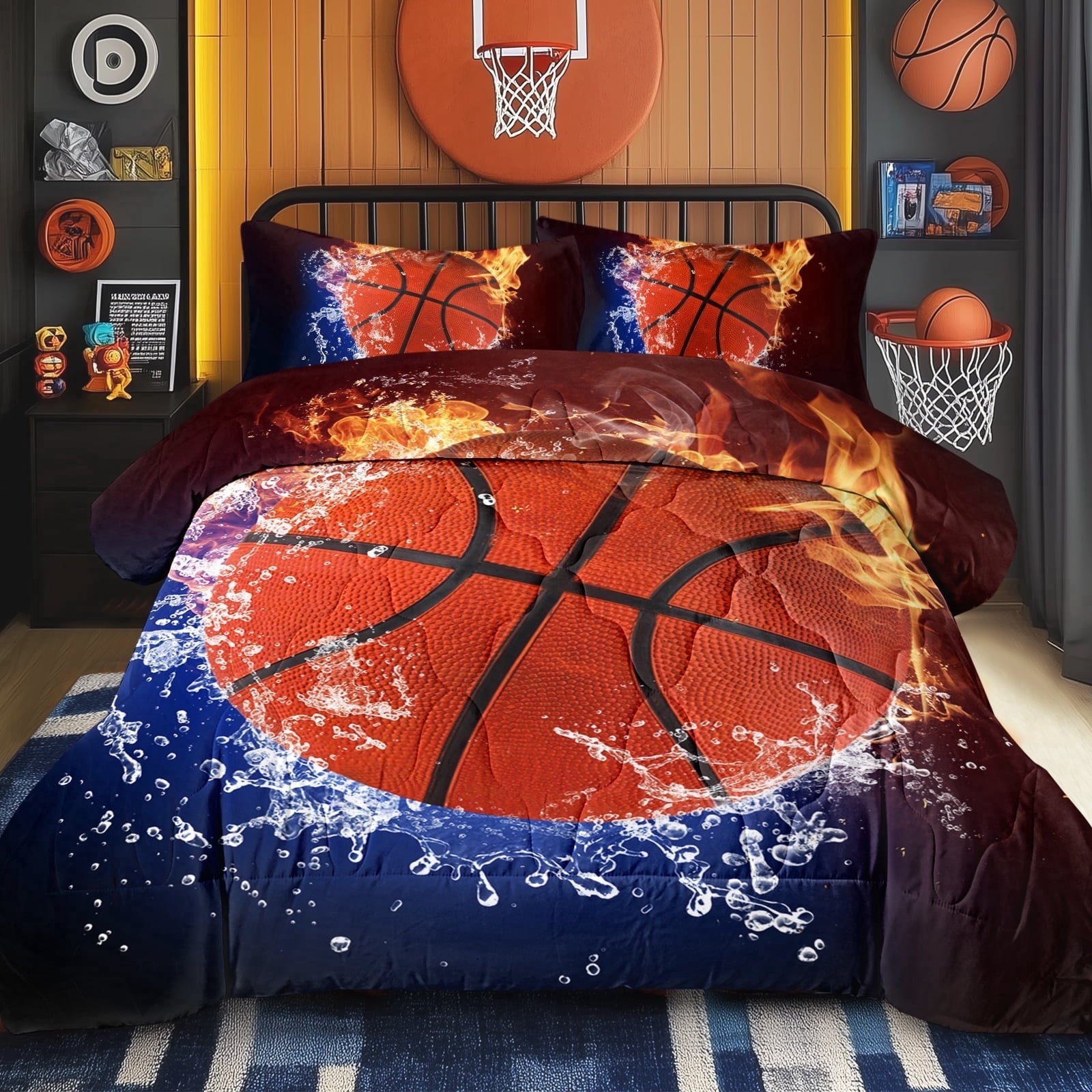 Hypoallergenic Cloud Twin Comforter Set, 3 Pieces Sport Bedding Set for Kids Boys Teens Brushed Microfiber Basketball Comforter Set, 66x90... - Cloud-Like Soft Lightweight Bed Comforter - Default Title