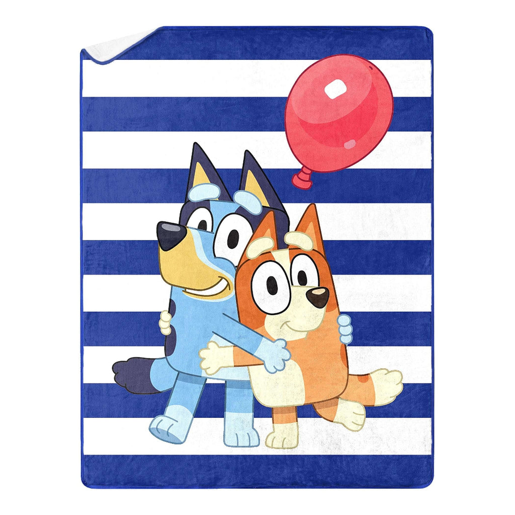 Cozy Fleece Happy Hugs Kids Silk Touch Throw Blanket with Sherpa Reverse, 46 x 60 inches Blue – Soft Plush Fleece Throw Blanket - Luxury Knitted Decorative Throw Blanket with Fringes - Default Title