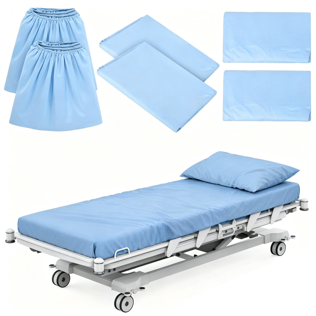 Breathable Luxury 6 Pcs Hospital Bed Sheets Set, Includes 2 Fitted Sheet 84x36x14", 2 Flat Sheets 104x59", 2 Pillowcases 19x29", Soft B... - Premium Ultra-Soft Pillowcase Pair for Sleeping - Default Title