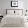 Hypoallergenic Cloud Comforter Set, 3-Piece, Queen, Pleated Wrinkle-Resistant Microfiber Bedding, Ivory, All-Season - Luxurious Quilted Duvet Cover Set - Default Title