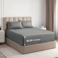 Wrinkle-Resistant 4-Piece Extra Deep Pocket Sheet Set - Full Size Breathable & Cooling Bed Sheets Fits 18"-24" Mattresses, Gray - Premium Ultra-Soft Pillowcase Pair for Sleeping - Default Title