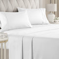 Cooling Sateen 4-Piece Ultra Soft & Comfy Hotel Luxury Sheet Set - Full Size Cooling Bed Sheet Fits 8"-16" Mattresses, White - Luxury Bed Sheet Set with Deep Pockets - Default Title