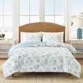 Hypoallergenic Cloud 3-Piece Lightweight 100% Cotton Blue & White Ocean Print Comforter Set, Full/Queen - Luxurious Quilted Duvet Cover Set - Default Title