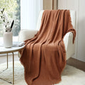 Lightweight Warm Farmhouse Rust Knit Throw Blanket for Couch Sofa Chair Bed Home Decoration, Soft Warm Cozy Light Weight for Spring Su... - Super Soft Reversible Sherpa Flannel Blanket - Default Title