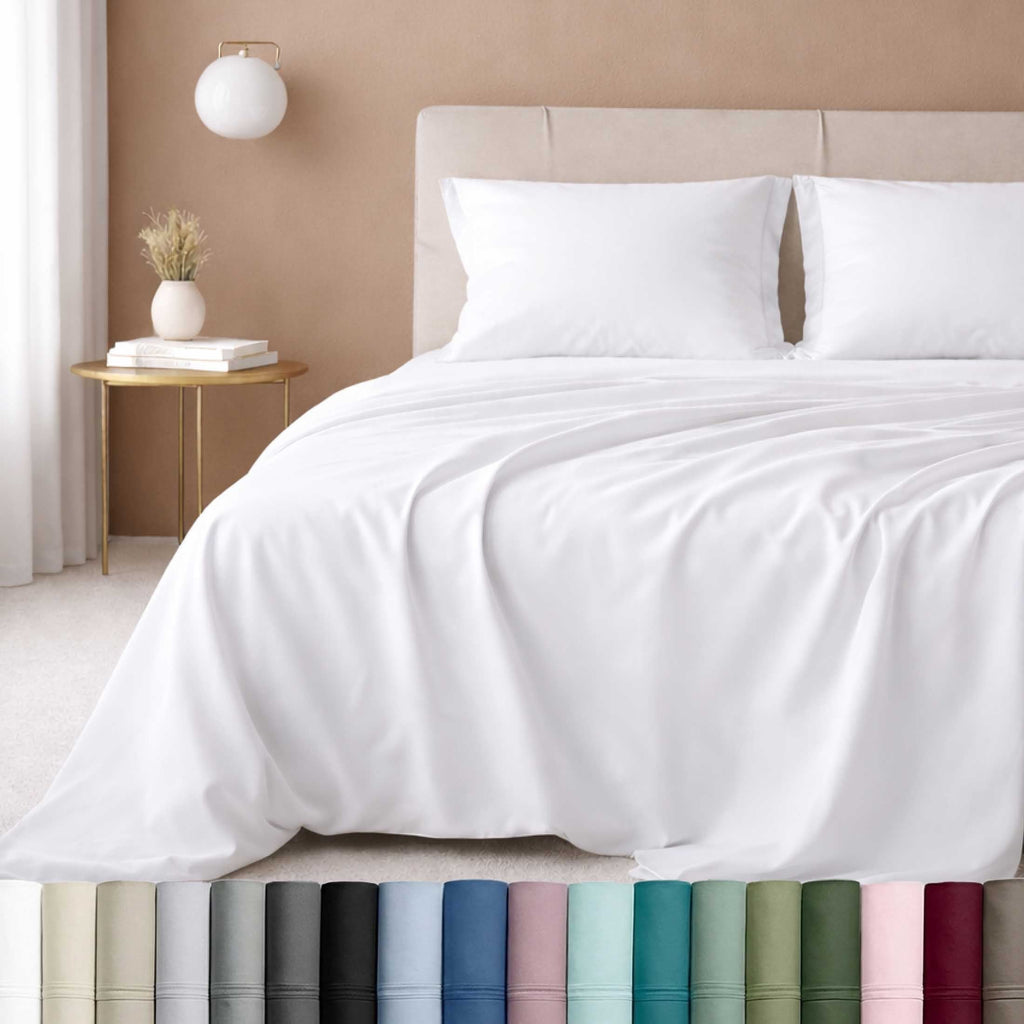Ultra-Soft 100% Cotton Queen Sheets Set - 600 Thread Count 100% Cotton Sheets Queen, Sateen Deep Pocket Adult/Teen 4 Piece Bed Sh - Cooling Hotel Quality Bedding Sheets and Pillowcases - Default Title