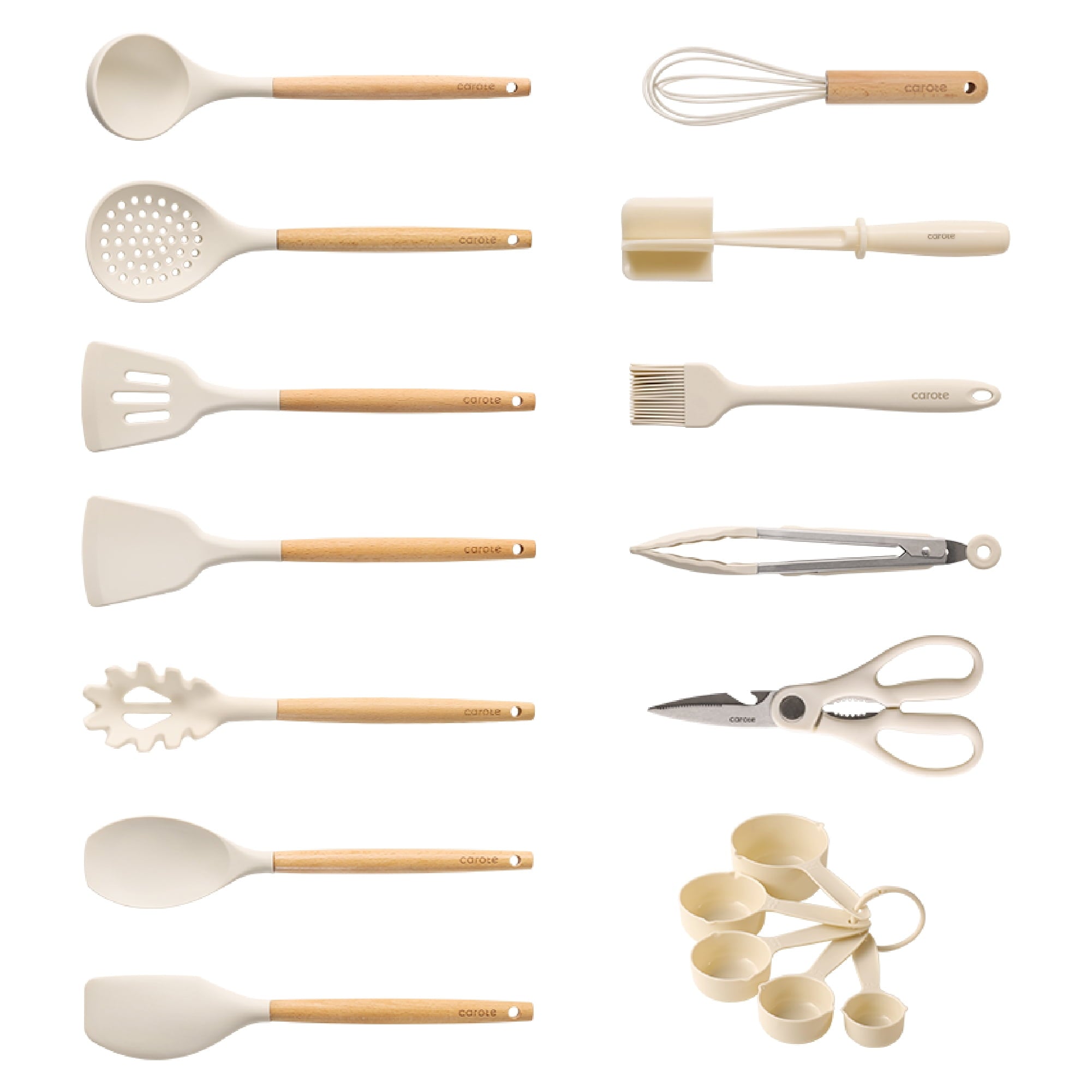 Durable Steel 17-Piece Silicone and Wood Cooking Utensil Set, Heat-Resistant, Safe for Nonstick Cookware - Heavy Duty Stainless Steel Kitchen Shears - Default Title