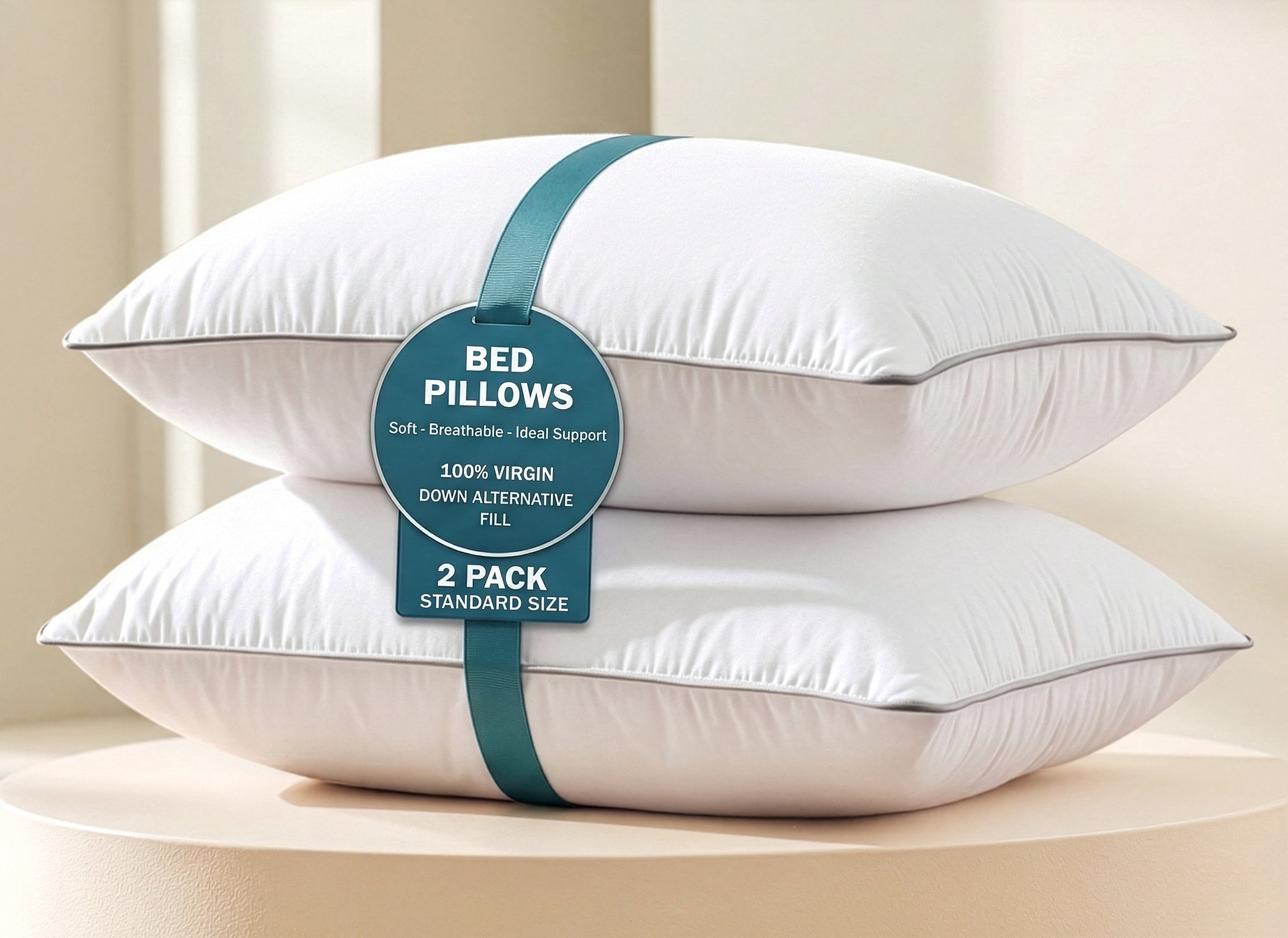 Hotel Collection Pillows Standard Size Set of 2 – Standard Pillow, Cooling Comfort, Breathable, Easy Care Machine Washable, Perfect fo... - Ergonomic Memory Foam Pillow for Neck Pain Support - Default Title