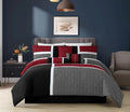 Fluffy Down Alternative 7-Piece Medallion Patchwork Comforter Set, Full, Red/Gray/Black - Cloud-Like Soft Lightweight Bed Comforter - Default Title