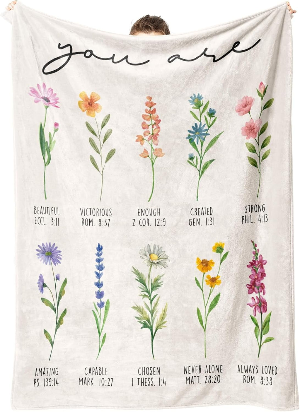 Lightweight Warm Christian Gifts for Women, Christian Blanket with Flowers, Birthday Gifts for Women, Inspirational, Religious Gifts f... - Super Soft Reversible Sherpa Flannel Blanket - Default Title