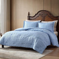 Fluffy Down Alternative Queen Comforter Set Chambray Blue, 3 Pieces Comforter Set, All Season Lightweight Soft Embossed Bedding (86" x 88" Co... - All-Season Down Alternative Comforter Insert - Default Title