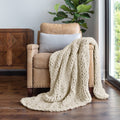 Reversible Sherpa Soft & Cozy Chunky Hand-Knit Throw Blanket, Ivory - Super Soft Reversible Sherpa Flannel Blanket - Default Title