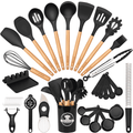 Durable Steel Silicone Cooking Utensils Set, 38 PCS Kitchen Utensils Set for 446°F Heat Resistant, Food Grade Utensil Sets with Woo... - High-Precision Culinary Tool for Baking & Cooking - Default Title