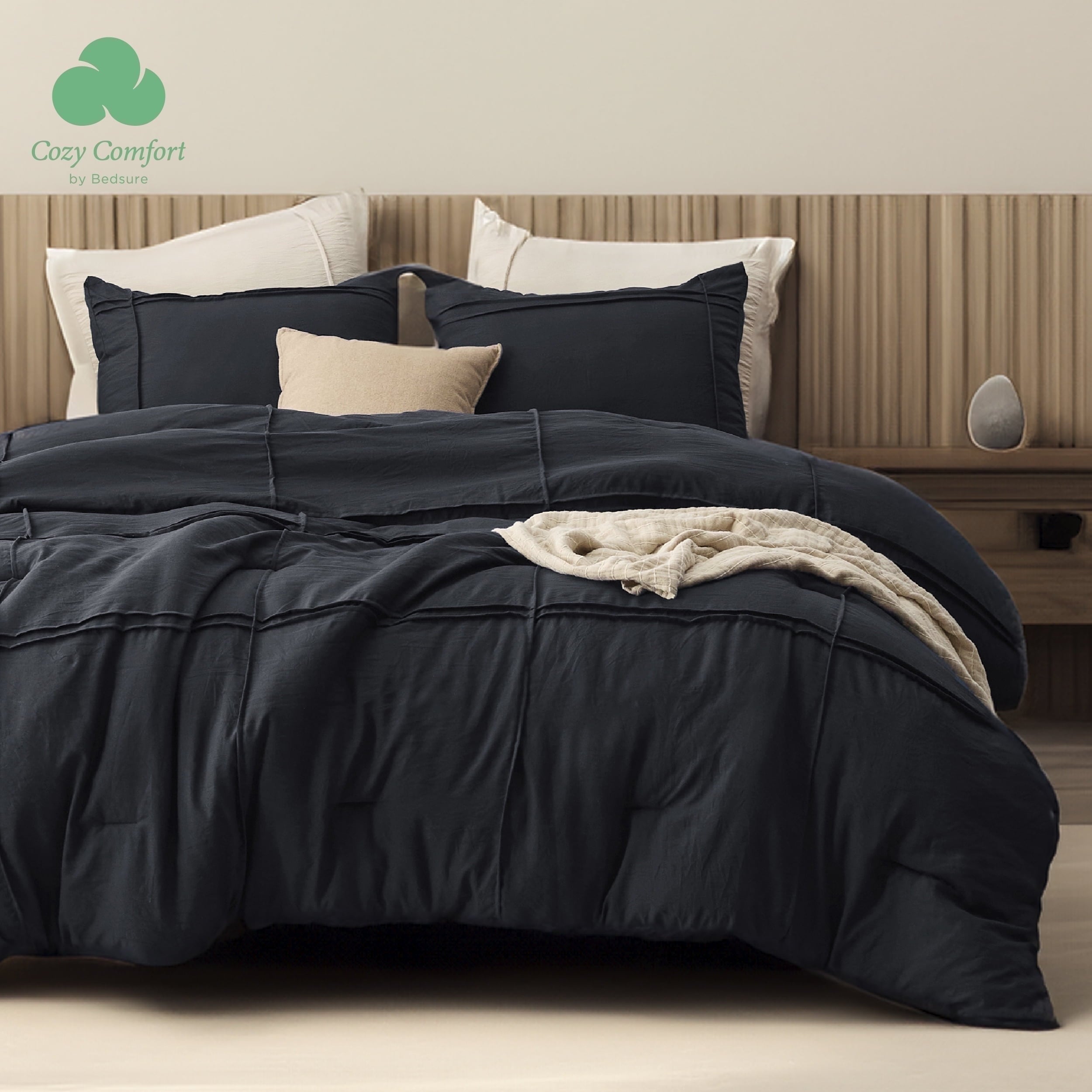 Heavyweight Warmth Cozy Comfort Full Comforter Set with Sheet - 4 Pieces Soft Black Bedding Sets, Grid Pinch Pleat, All Season Lightweig... - Hypoallergenic Ultra-Fluffy Quilt for Winter - Default Title