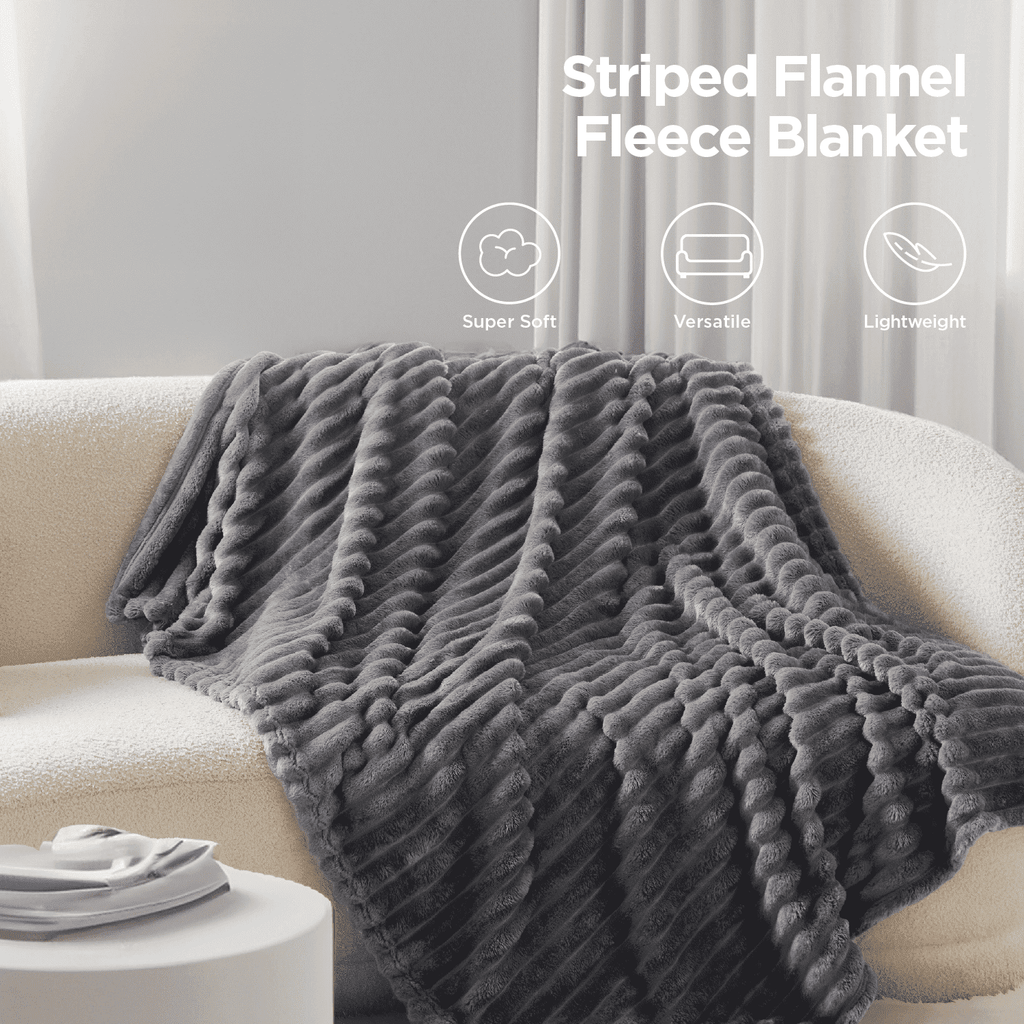 Reversible Sherpa Grey Fleece Throw Blanket for Couch - Super Soft Cozy Blankets for Women, Girls, 50x60 inches - Super Soft Reversible Sherpa Flannel Blanket - Default Title