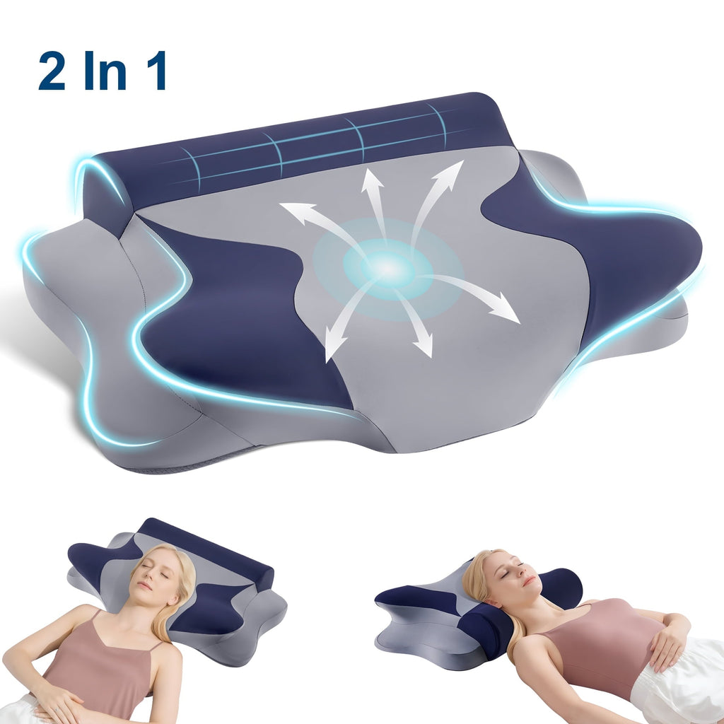 Hotel Collection Cooling Bed Pillow for Neck & Shoulder Pain Relief, Cervical Support Comfort Pillow for Side Back Stomach Sleeper, Er... - Decorative Throw Pillow Cushion for Sofa & Bed - Default Title