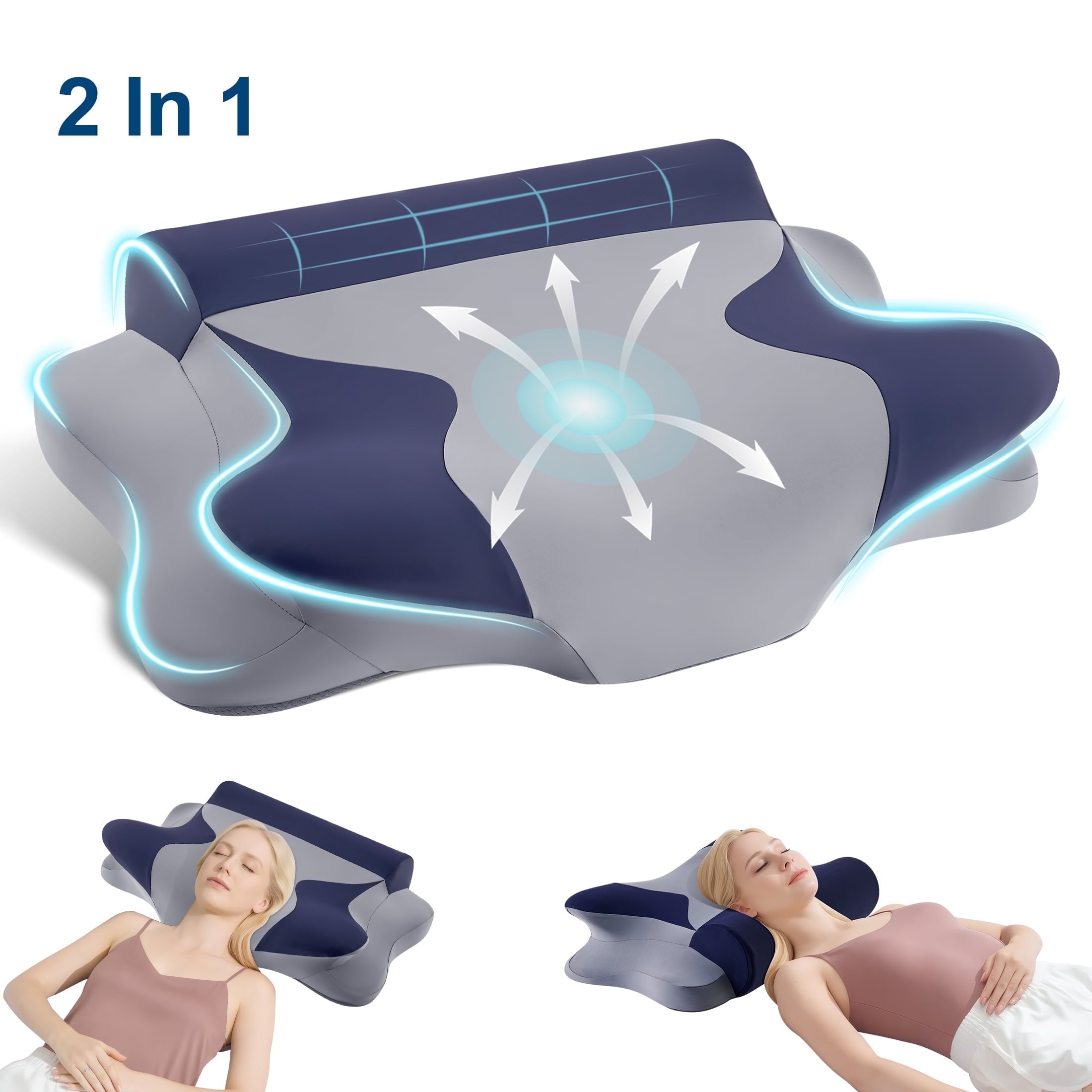 Hotel Collection Cooling Bed Pillow for Neck & Shoulder Pain Relief, Cervical Support Comfort Pillow for Side Back Stomach Sleeper, Er... - Decorative Throw Pillow Cushion for Sofa & Bed - Default Title