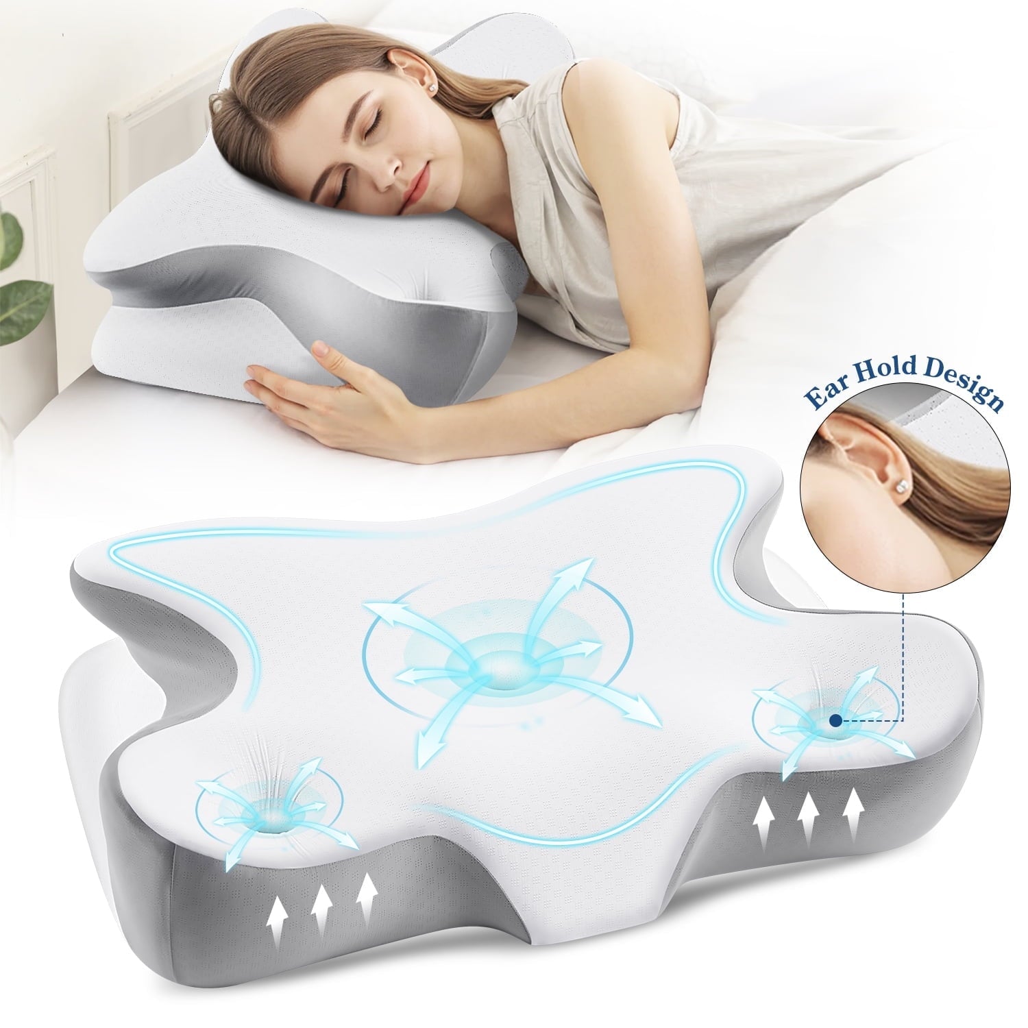 Orthopedic Support Cervical Pillow for Neck and Shoulder, Ergonomic Side Sleeper Pillow for Neck Support, Contour Memory Foam Pillows fo... - Ergonomic Memory Foam Pillow for Neck Pain Support - Default Title