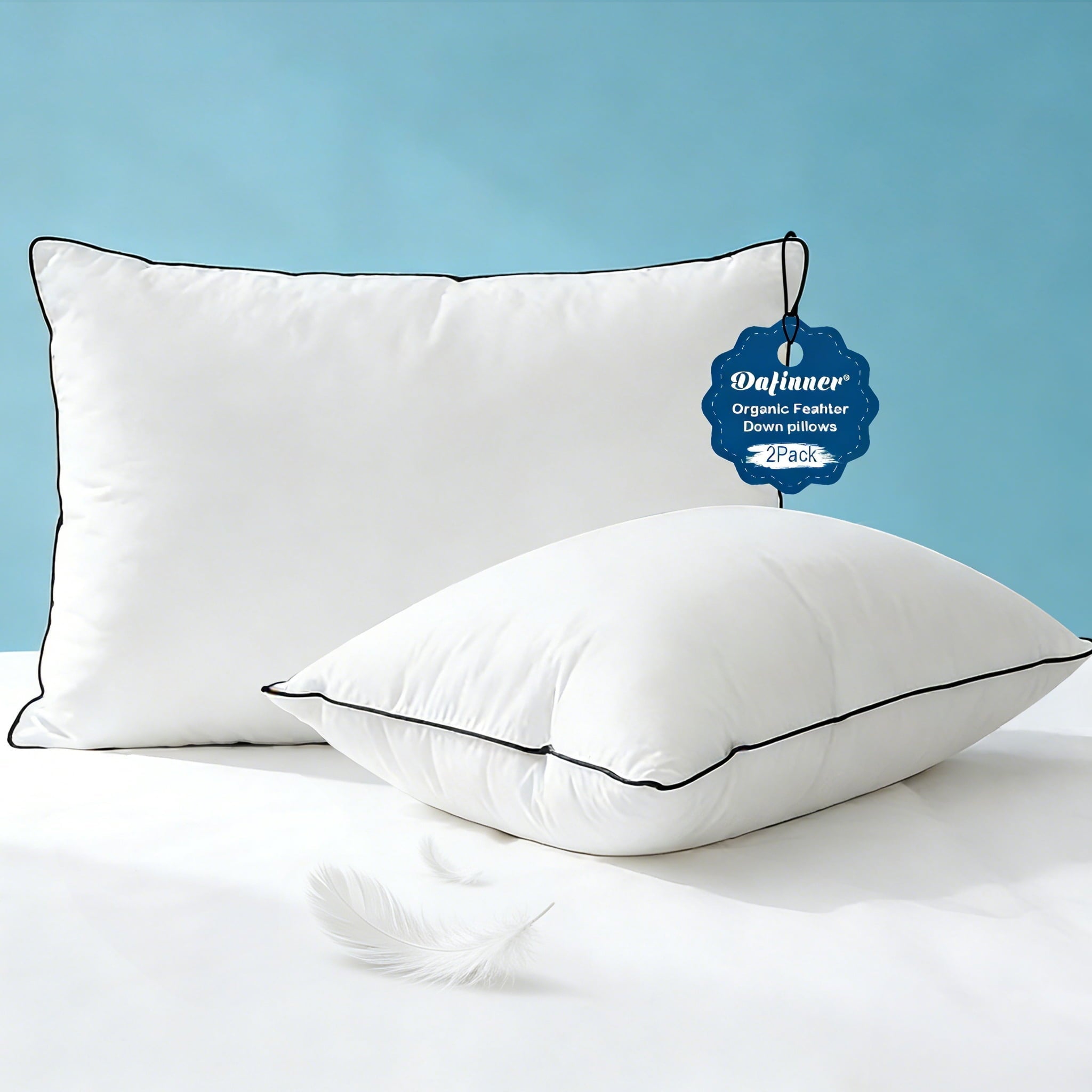 Fluffy Shredded Hypoallergenic 3‑Chamber Goose Feather Down Core Bed Pillows, Standard Size Set of 2, With Microfiber Surround, Soft-... - Orthopedic Shredded Foam Bed Pillow Set - Default Title