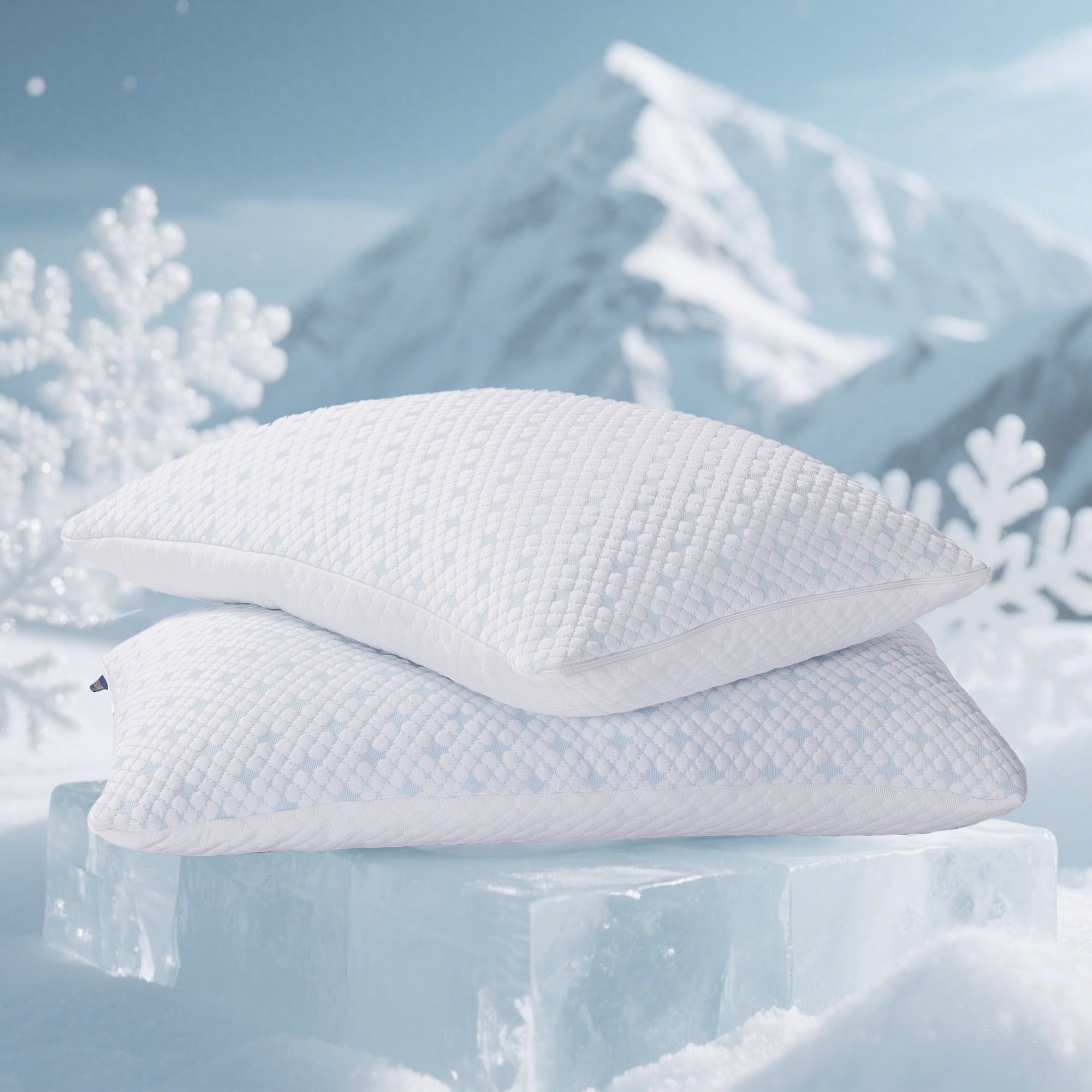 Decorative Plump 2-Pack Adjustable Cooling Bed Pillows, Shredded Memory Foam Pillows Set of 2, Standard Queen, Dual Sides - Hotel Quality Plush Sleeping Pillows - Default Title