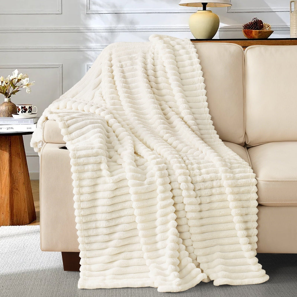Cozy Fleece White Fleece Throw Blanket for Couch, Super Soft Cozy Blankets and Throws, Decorative Fleece Blankets for Women Men G... - Cozy Fleece Throw Blanket for Couch & Bed - Default Title
