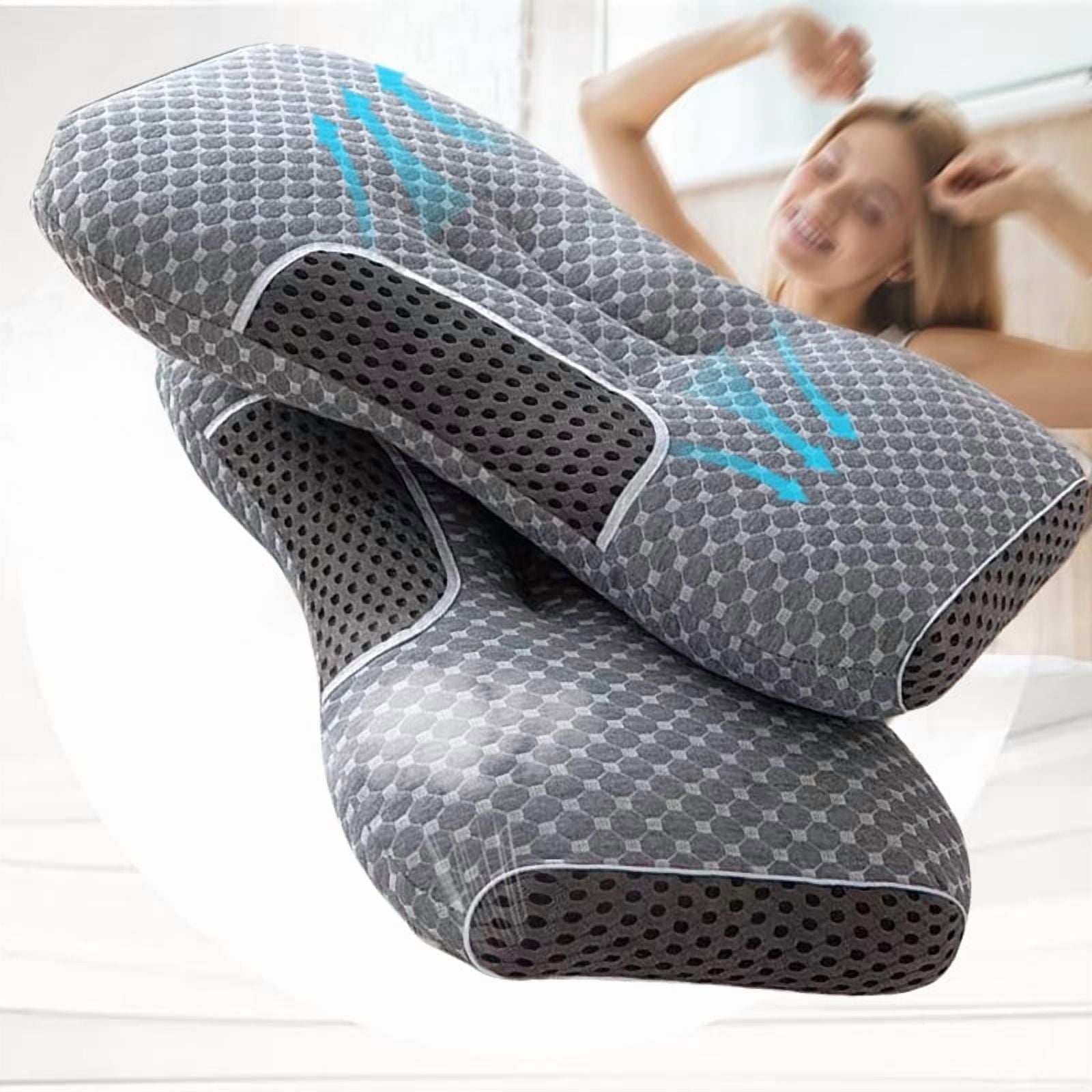Ergonomic Memory Foam 2-Piece Set - 24"x15" Gray Bed for Back, Side, Stomach Sleepers - Ergonomic Memory Foam Pillow for Neck Pain Support - Default Title