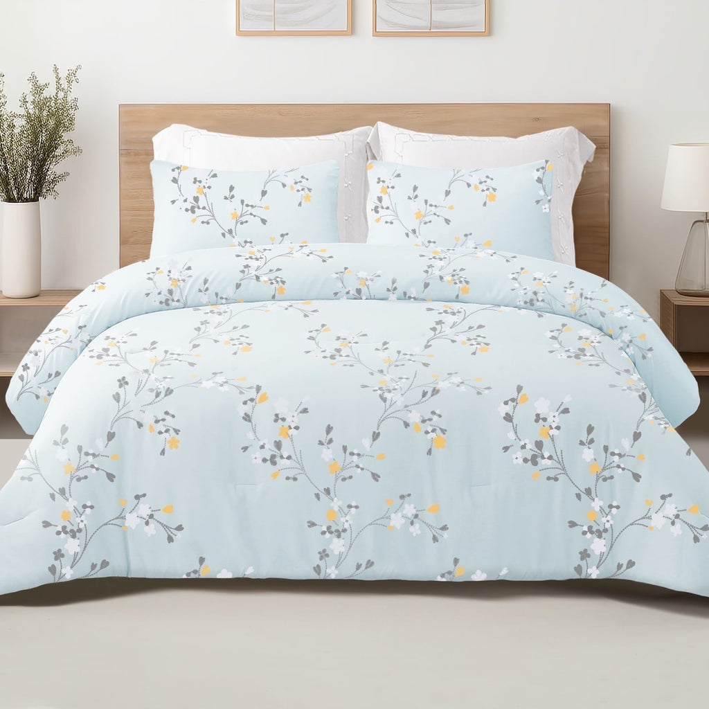 Hypoallergenic Cloud 3-Piece Floral King Size Comforter Set, Microfiber Bedding Down Alternative Comforter for All Seasons with 2 Pillow S... - Hypoallergenic Ultra-Fluffy Quilt for Winter - Default Title