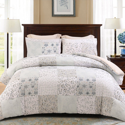 All-Season 3-Piece Patchwork King Size Comforter Set, Microfiber Bedding Down Alternative Comforter for All Seasons with 2 Pillo... - Cloud-Like Soft Lightweight Bed Comforter - Default Title