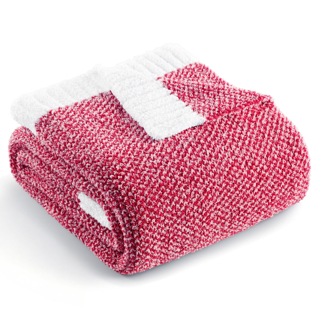 Reversible Sherpa Knit Throw Blanket, Ultra Soft Cozy Fluffy Blankets, Lightweight Fuzzy Plush Throw for Couch and Bed, Mixed Red, 50"x60" - Cozy Fleece Throw Blanket for Couch & Bed - Default Title