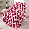 Cozy Fleece Checkered Knit Throw Blanket, Ultra Soft Cozy Fluffy Checkerboard Blankets, Lightweight Fuzzy Plush Throw for Couch a... - Luxury Knitted Decorative Throw Blanket with Fringes - Default Title
