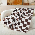 Decorative Knitted Checkered Throw Blanket, Super Soft and Warm Fluffy Fleece Blanket for Couch, Sofa, Bed, Cute Plaid Pattern, Coffee, ... - Super Soft Reversible Sherpa Flannel Blanket - Default Title