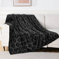 Cozy Fleece Fleece Throw Blanket for Couch, Leaves Pattern Super Soft and Cozy Blankets, Plush Fuzzy Lightweight, Black, 50"x60" - Luxury Knitted Decorative Throw Blanket with Fringes - Default Title