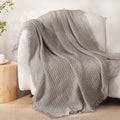 Super Soft Flannel Knitted Throw Blanket with Fringes for Couch, Soft and Warm Textured Throw for All Season, Lightweight Breathable Roo... - Lightweight Plush Warm Blanket for All Seasons - Default Title