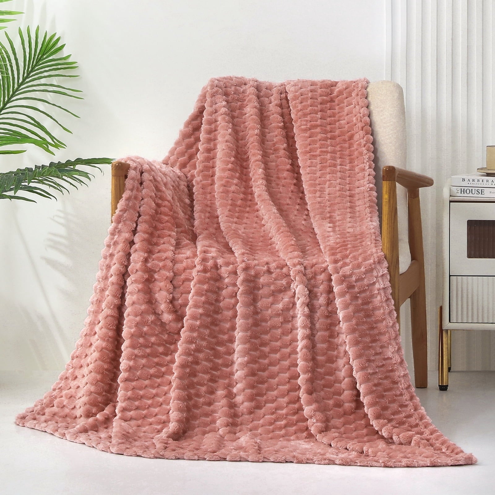 Cozy Fleece Large Soft Fleece Throw Blanket, 50"x70" Stylish Jacquard Throw Blanket for Couch, Cozy, Warm, Lightweight Dusty Pink... - Super Soft Reversible Sherpa Flannel Blanket - Default Title