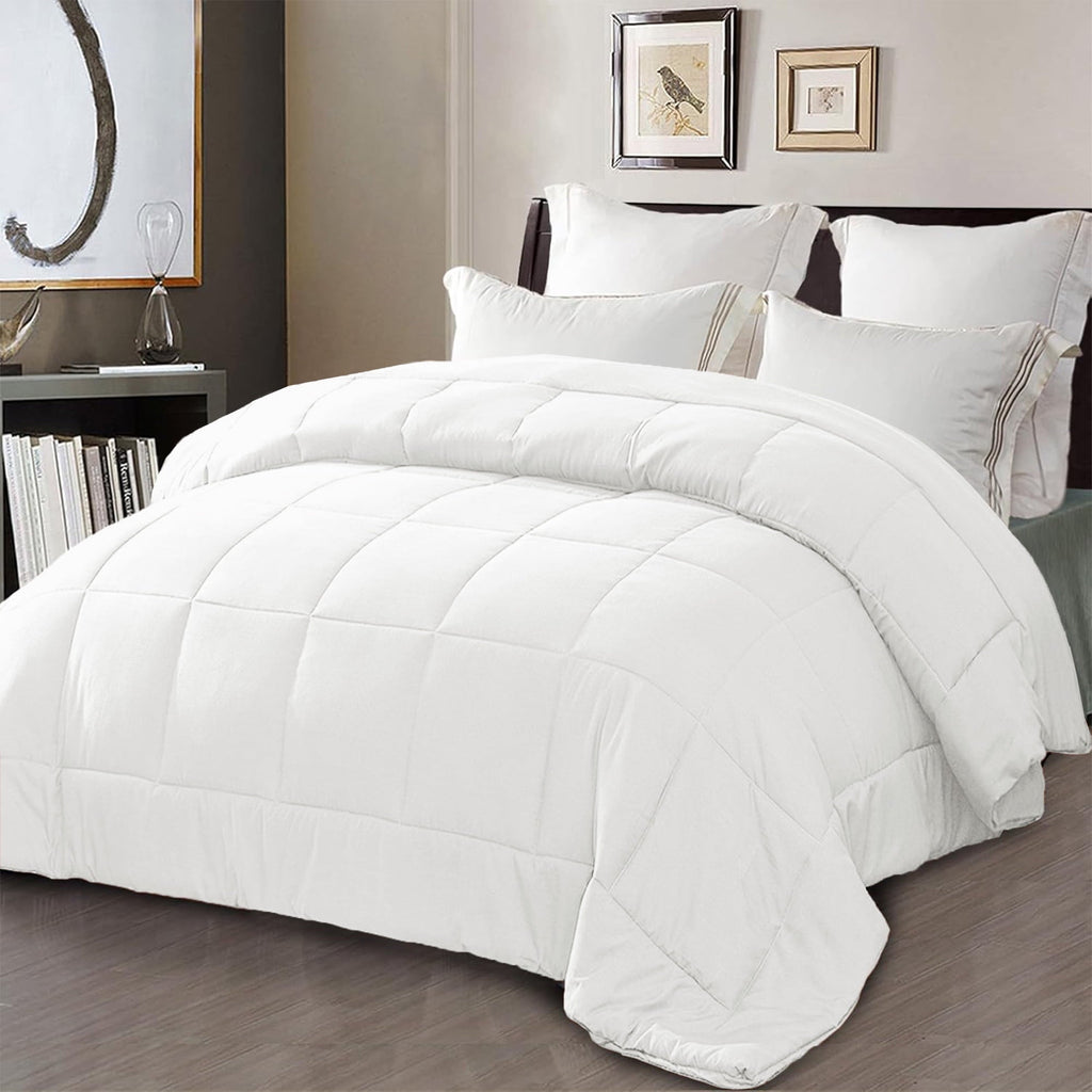 All-Season Queen Comforter Set White, 3-Piece Solid Comforter Duvet Insert with Corner Tabs, Lightweight Bedding Down Alternativ... - Hypoallergenic Ultra-Fluffy Quilt for Winter - Default Title
