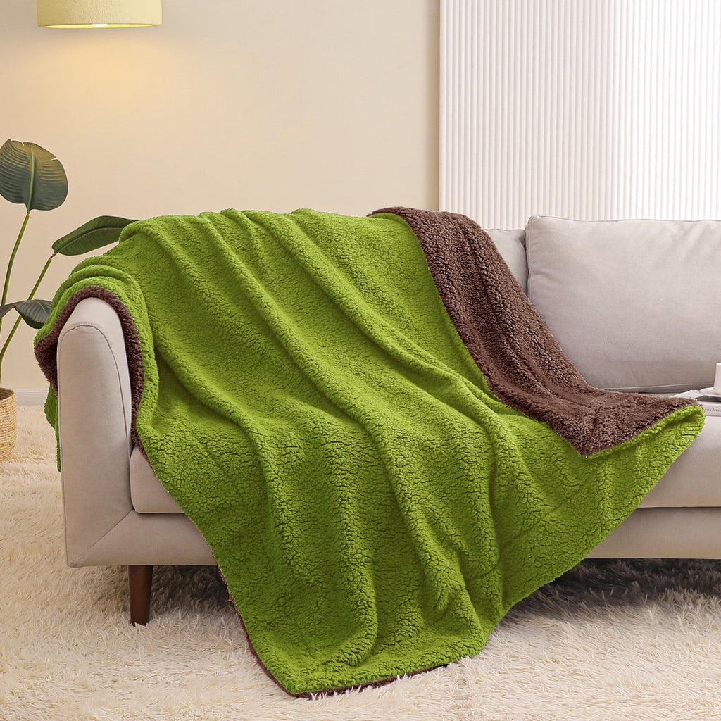Lightweight Warm Reversible Sherpa Fleece Throw Blanket for Couch, Soft Plush Blanket for Bed Sofa, Warm Fluffy Blankets for All Seaso... - Lightweight Plush Warm Blanket for All Seasons - Default Title
