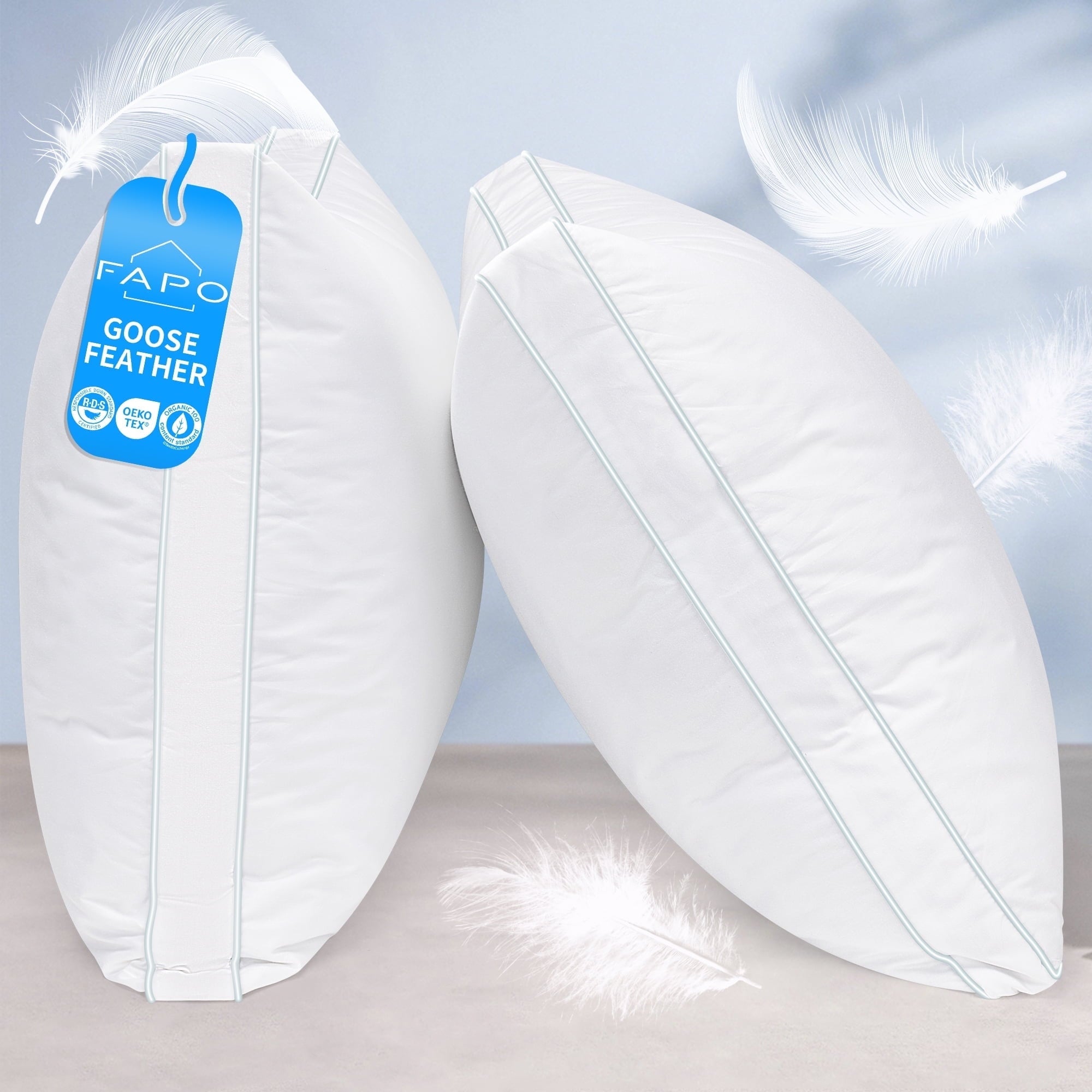 Hotel Collection Goose Feather Down Pillows, Gusseted Bed Pillows Queen Size Set of 2, Luxury Hotel Collection Fluffy Pillows 100% Cot... - Decorative Throw Pillow Cushion for Sofa & Bed - Default Title