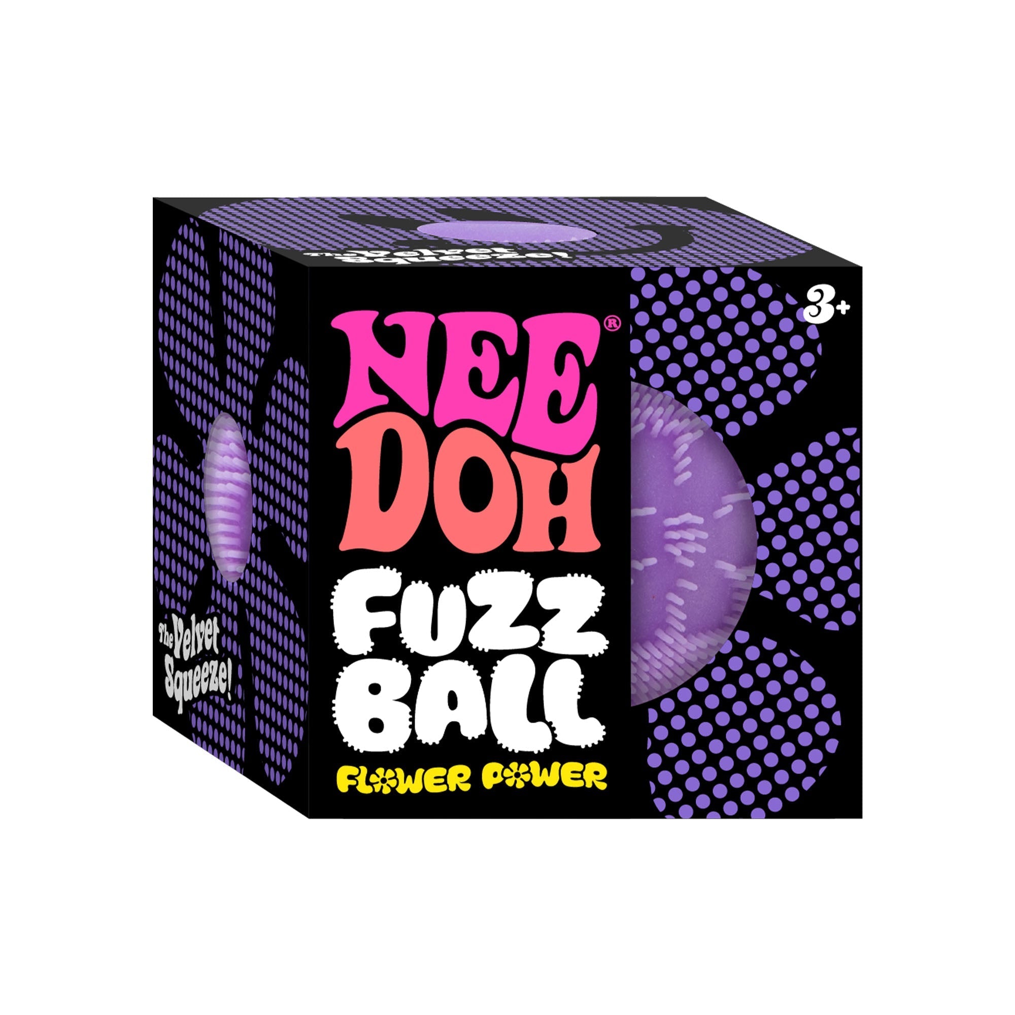 Fuzzy Flocked NeeDoh Fuzz Ball Flower Power | Signature Elm Point - Shaggy Tactile Ribbed Stress Relief Toy Detail
