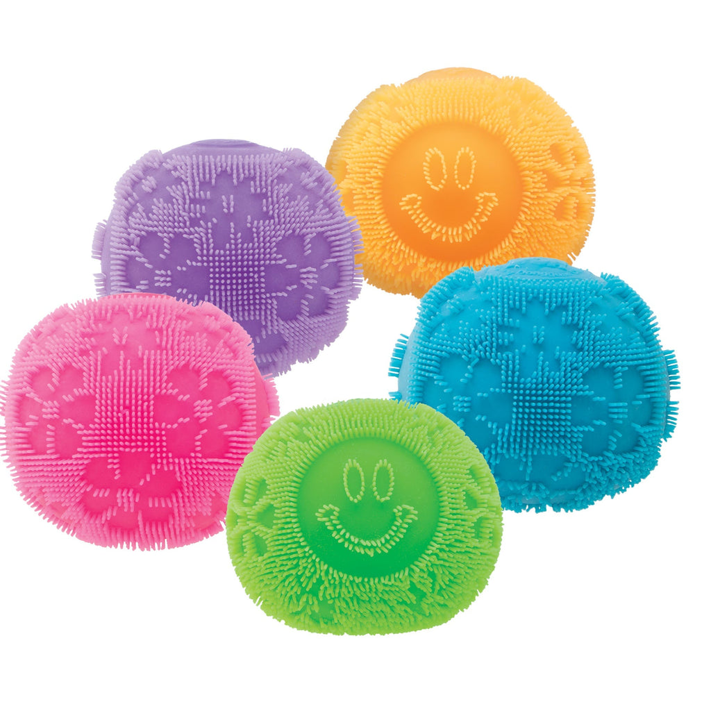 Fuzzy Flocked NeeDoh Fuzz Ball Flower Power | Signature Elm Point - Shaggy Tactile Ribbed Stress Relief Toy Detail