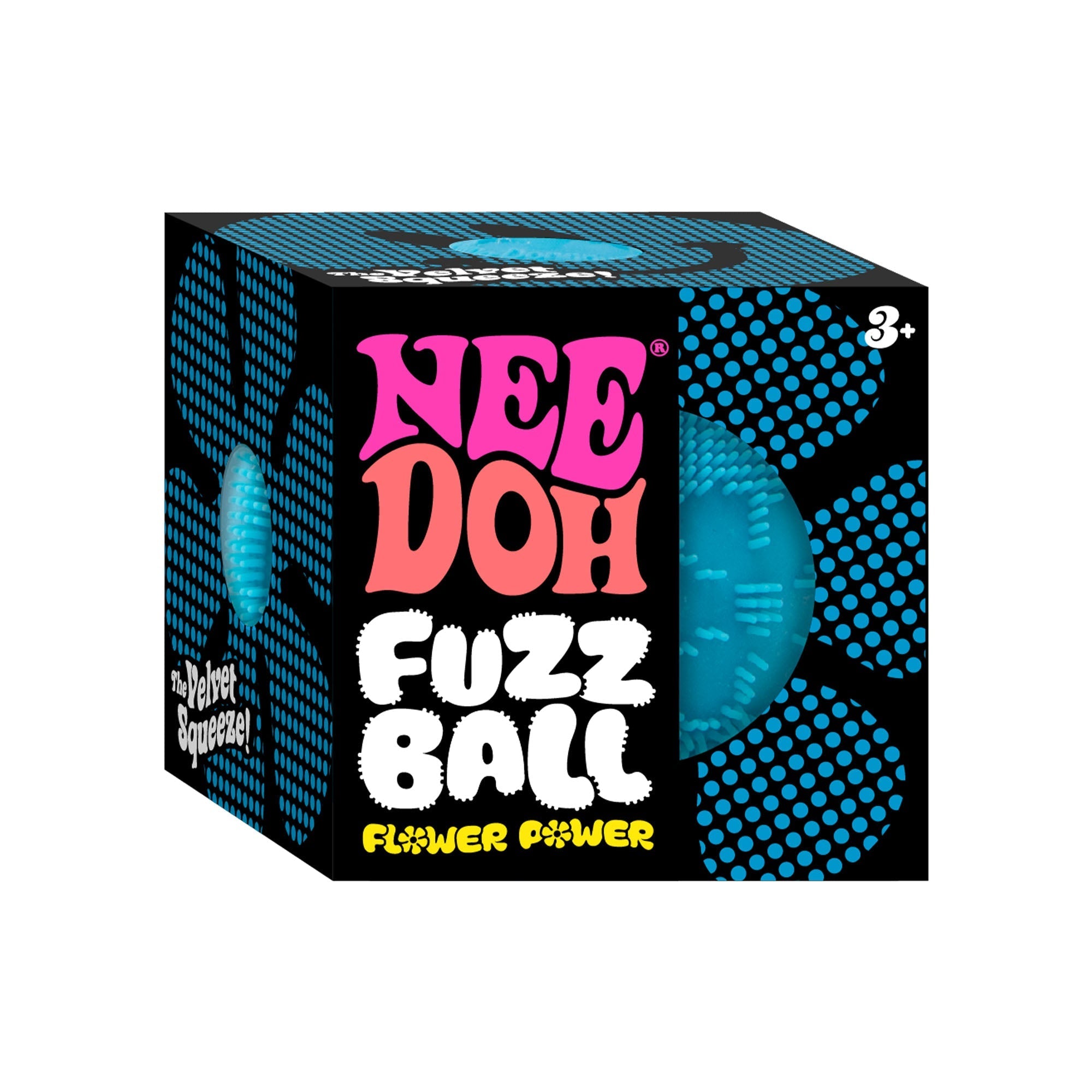 Fuzzy Flocked NeeDoh Fuzz Ball Flower Power | Signature Elm Point - Shaggy Tactile Ribbed Stress Relief Toy Detail