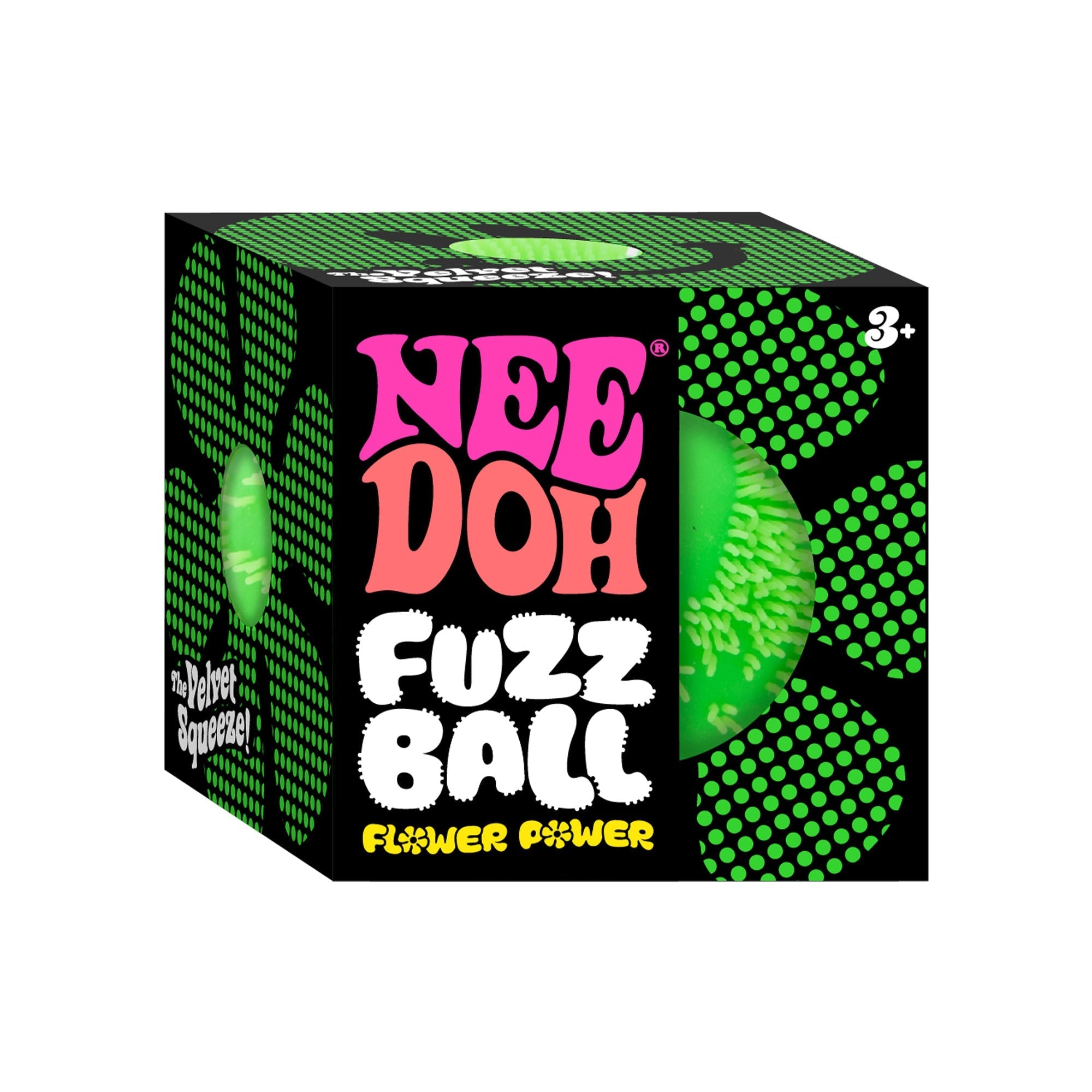 Fuzzy Flocked NeeDoh Fuzz Ball Flower Power | Signature Elm Point - Shaggy Tactile Ribbed Stress Relief Toy Detail