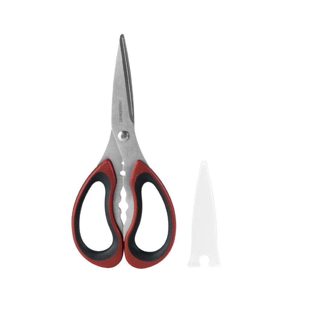 Ergonomic Manual Stainless Steel Kitchen and Herb Shears with Red and Black Handle - Premium Stainless Steel Garlic Presser & Peeler - Default Title