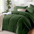Luxurious Quilted Queen Comforter Set Forest Green Bed in a Bag Queen Size 7 Pieces Soft Bed Set Lightweight Microfiber Green Bedding C... - All-Season Down Alternative Comforter Insert - Default Title