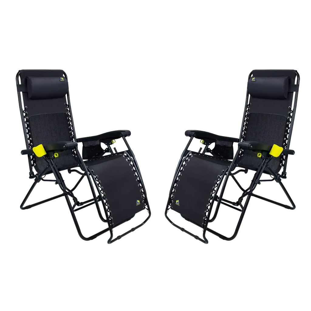 Sand-Friendly Freeform Zero Gravity Lounger Bundle - Choice 507 - Low-Profile Reclining Beach Chair with Backpack Straps - Black