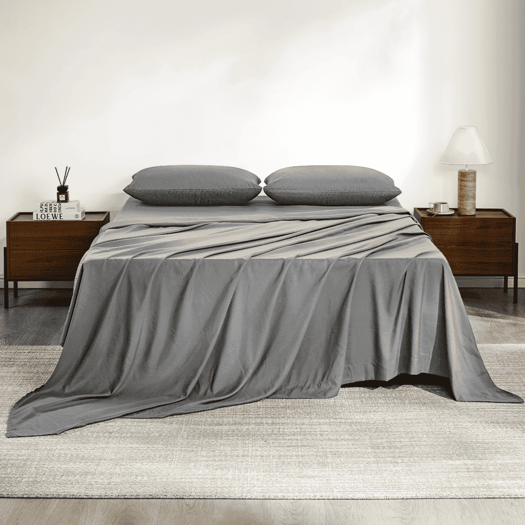 Cooling Sateen Full Size Bed Sheets, 4 Piece Sheets 14” Deep Pocket Sheet & Pillowcase Sets Soft Microfiber Luxury Bedding Fitted Sh... - Breathable Egyptian Cotton Flat & Fitted Sheets - Default Title