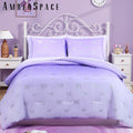 Fluffy Down Alternative gold foil Design 7-piece Bed in a Bag Comforter Set with Sheets,Purple/Silver Butterflies,Full - Cloud-Like Soft Lightweight Bed Comforter - Default Title