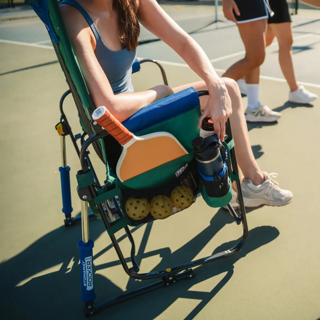 Luxury Camp Stowaway Rocker - Choice 794 - Heavy-Duty Kickback Rocker with Beverage Holder Detail