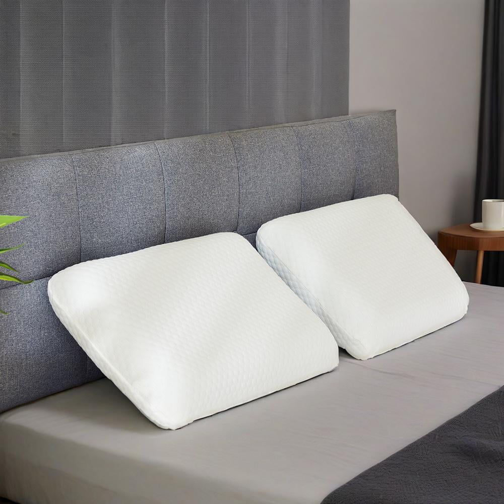 Fluffy Shredded Memory Foam Pillow for Sleeping, 24"D x 16"W x 4.7"H, Soft Supportive Hotel Pillow for Bed, Washable Cover, Set of 2 - Ergonomic Memory Foam Pillow for Neck Pain Support - Default Title