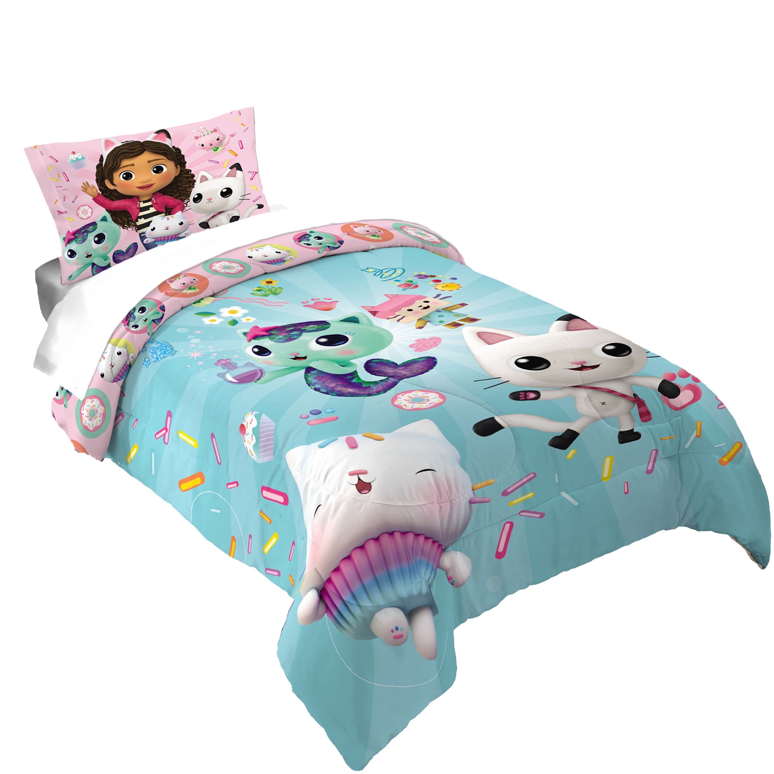 Heavyweight Warmth Gabby's Dollhouse Kids Comforter and Pillowcase, 2-Piece Set, Twin/Full, Reversible - All-Season Down Alternative Comforter Insert - Default Title